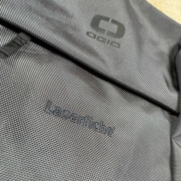 OGIO Sprint Pack Laptop Backpack Gray NEW Laserfiche Logo School Travel Bag - Picture 3 of 7